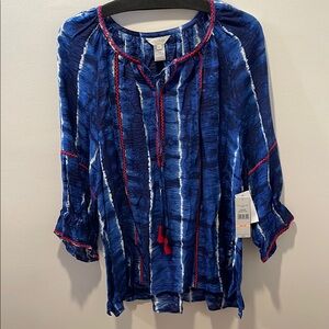 MULTIPLES Women’s Blue and Red Tunic Top Size 2X, NWT
